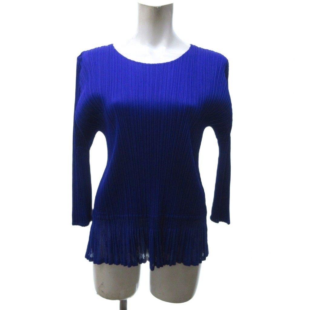 プリーツプリーズ PLEATS PLEASE イッセイミヤケ プリーツ カットソー Tシャツ 長袖 ボートネック 紫 パープル GY09