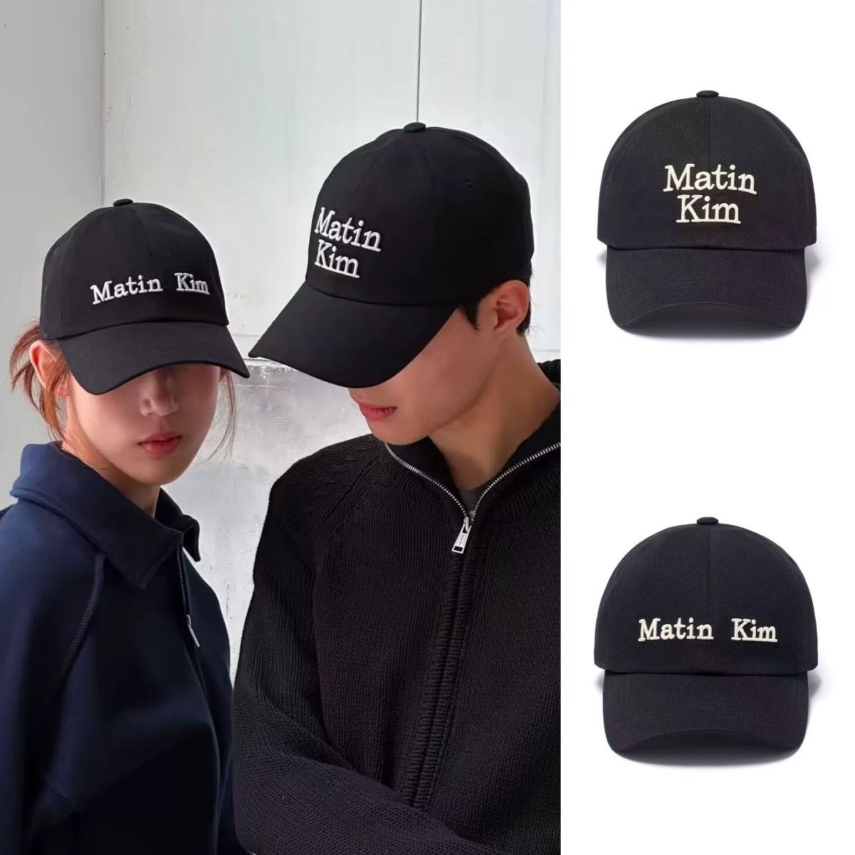 Matin Kim] LOGO SCRAP BALL CAP IN BLACK 正規品 韓国ブランド