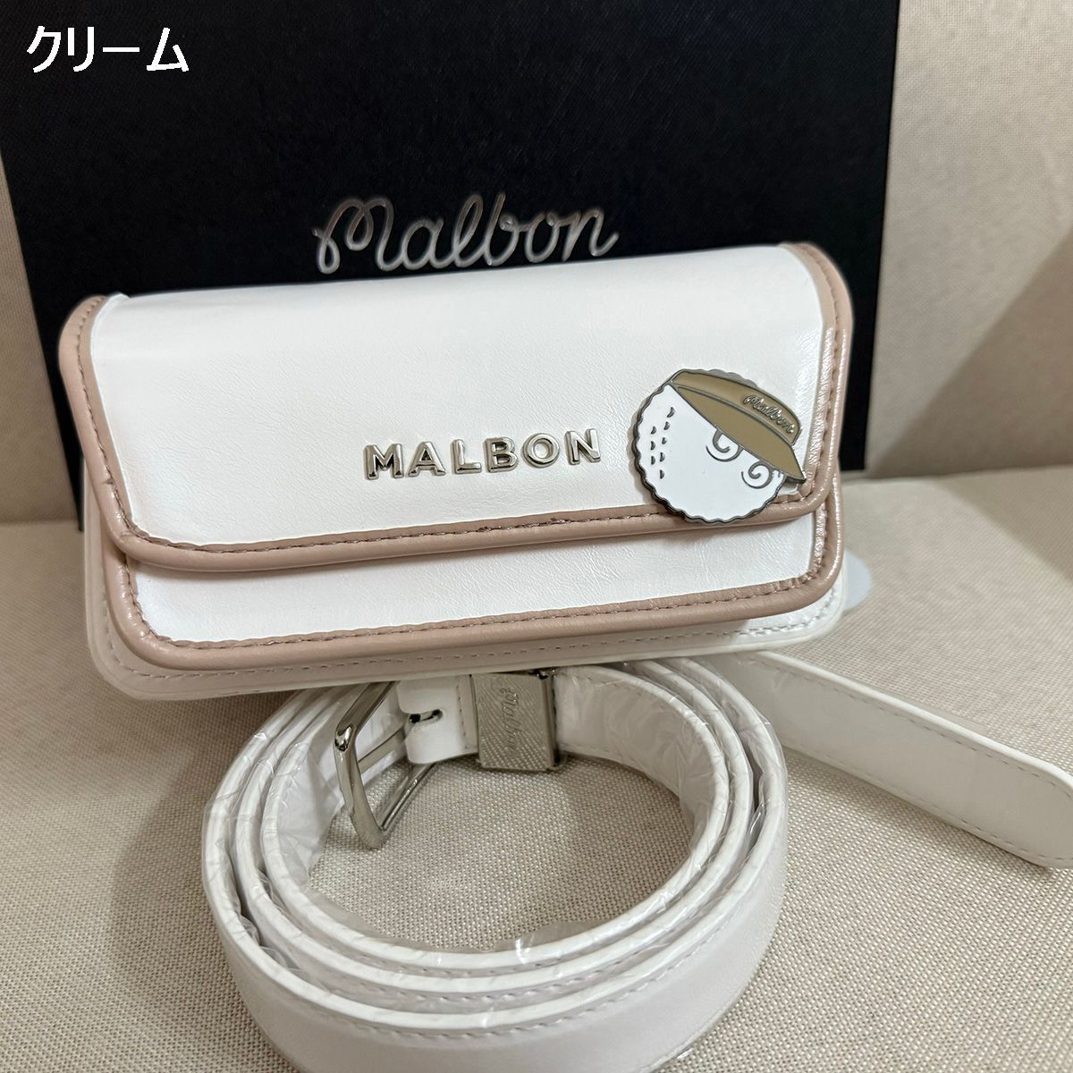 美品 マルボンゴルフ ベルト ポーチ Malbon マルボンゴルフ ベルト付き ウエストポーチ ウェスト