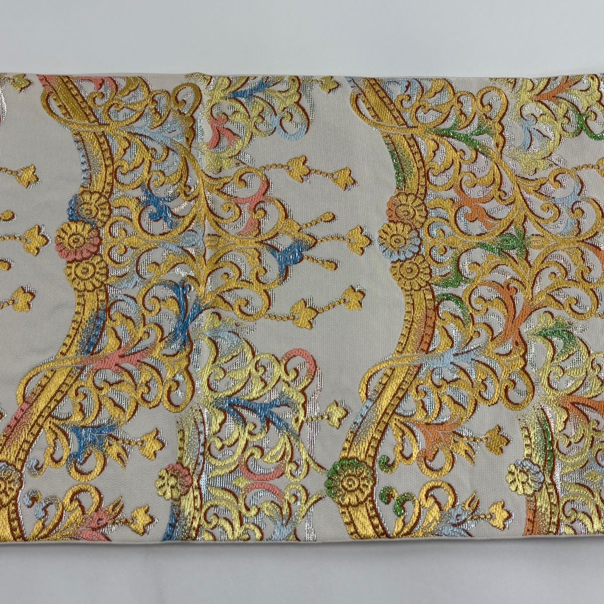 袋帯 美品 逸品 龍村美術織物 落款 彫彩飾宝文 花唐草 金銀糸 箔