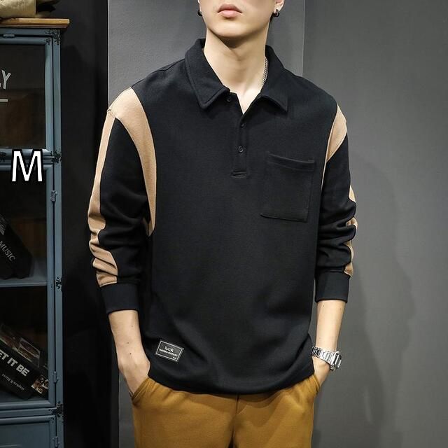 M メンズ ファッション 服 オシャレ シンプル 大人 かっこいい 大きいサイズ ストリート 紳士服 アメリカン カジュアル ポロ シャツ 秋 スウェット シャツ 綿 長袖 T シャツ トップス