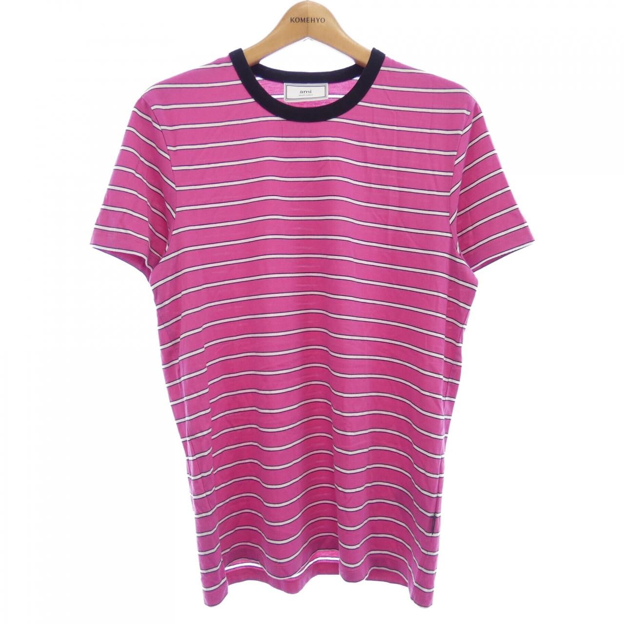 amiアミ　Tシャツ　ピンク　XSサイズ アミ“淡いピンクカラー”で彩るハートロゴ入りTシャツやバッグ