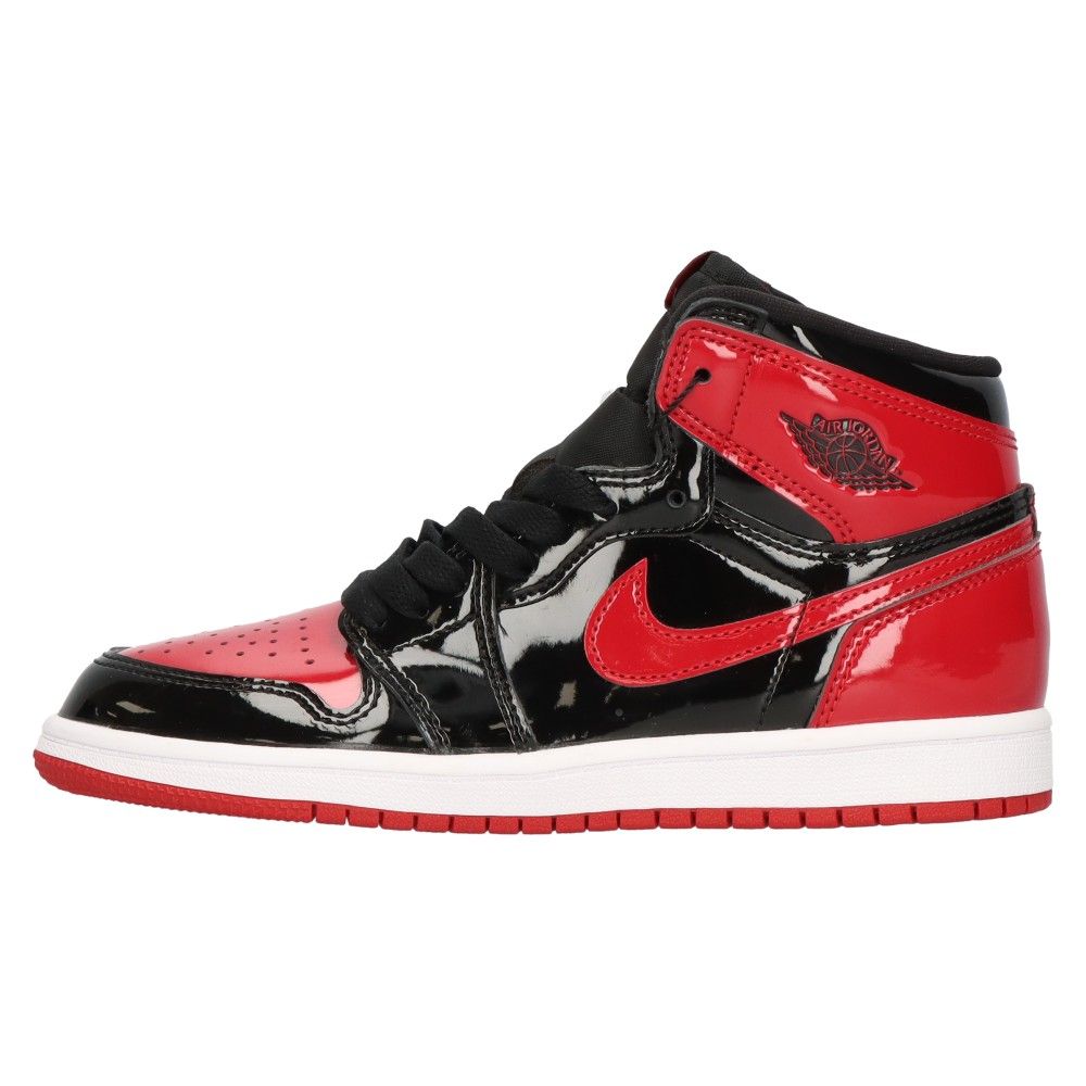 NIKE (ナイキ) AIR JORDAN 1 RETRO HIGH OG PS BRED PATENT キッズ エアジョーダン 1 レトロ ハイ  ブレッド パテント ハイカットスニーカー US3Y/22.0cm AQ2664-063