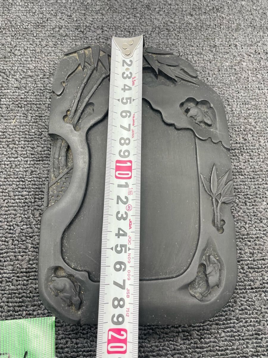 特価商品  現状品】うさぎ竹彫 硯 石彫 骨董 書道 文房具 中国美術 m9071 工芸品