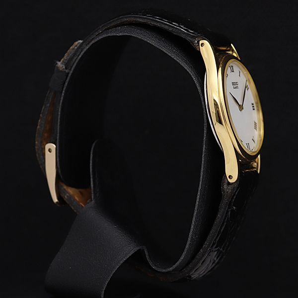 稼働 良品 セイコー QZ 4N00-0591 白文字盤 ローマン ラウンド