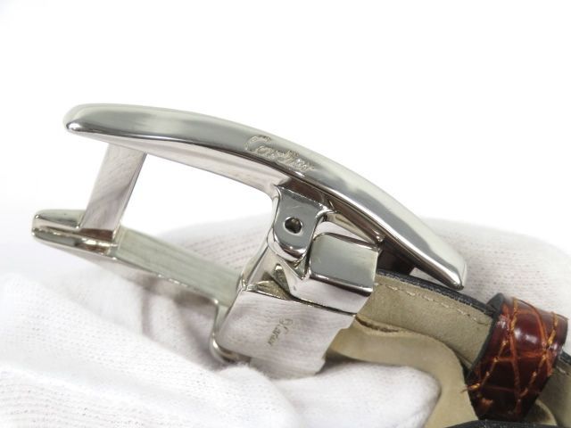 □美品□ カルティエ ベルト レザー クロコダイル ブラウン シルバー  