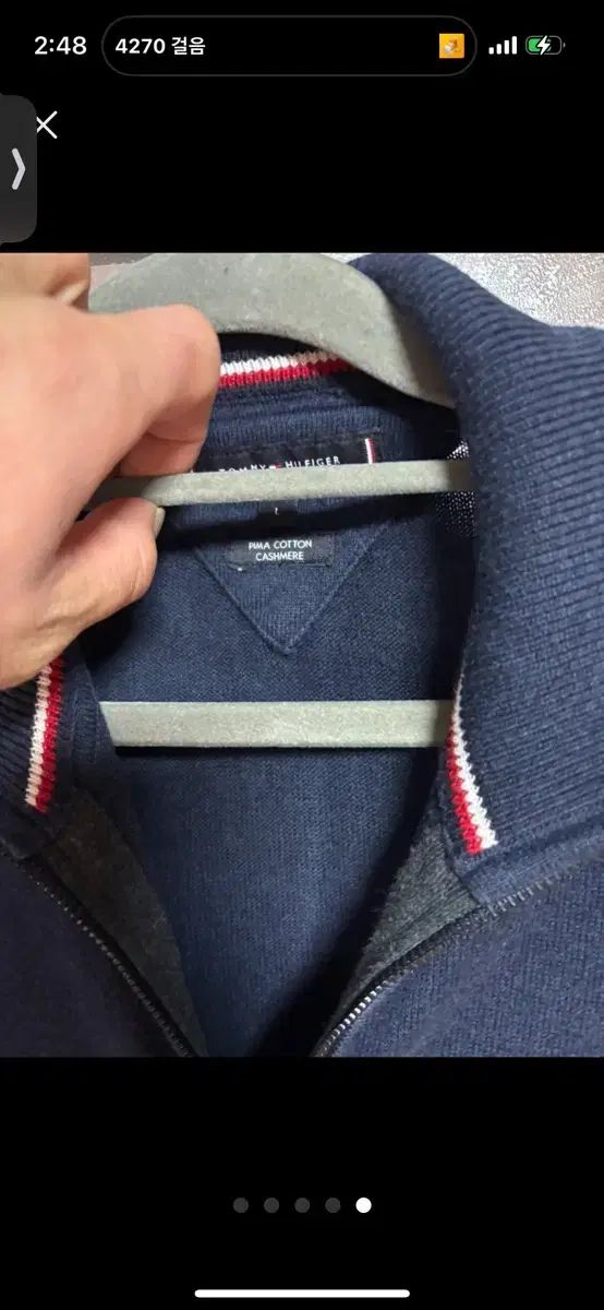 Tommy Hilfiger(トミーヒルフィガー) カシミア ピマコットン ネイビー ジップアップニット 105 サイズ 12 1万ウォン