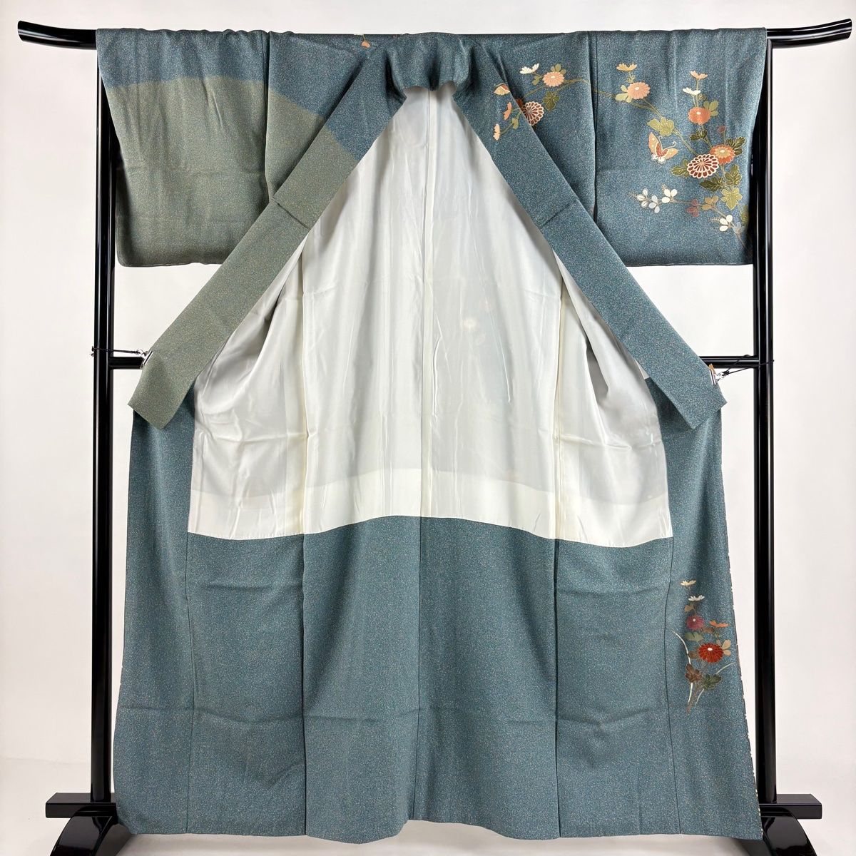 Étoile！美品＊＊アールデコ柄＊金彩＊訪問着＊１６１ｃｍ＊裄６６ 訪問着 身丈161cm 裄丈65cm M 袷 落款あり 辻が花 金彩 染め分け 緑