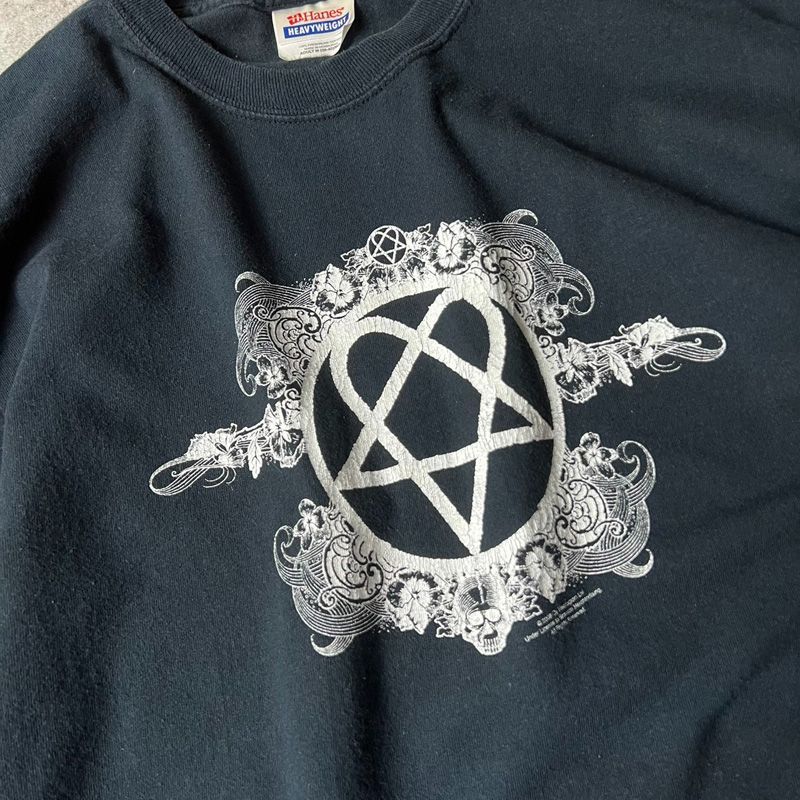 00s HIM Heartagram プリント 半袖 Tシャツ M / 00年代 オールド