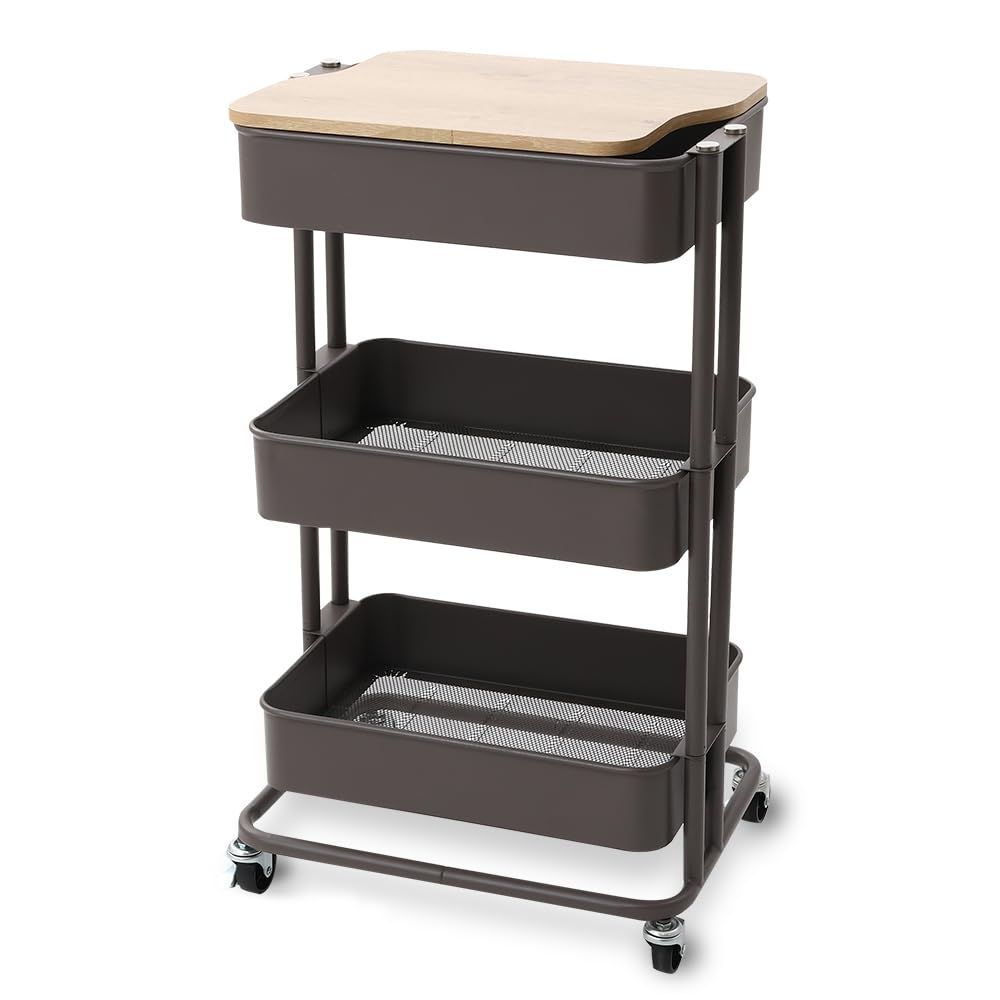 木製キッチンワゴン ホワイトとブラウン/カントリー/シャビー 最終価格‼️木製キッチンワゴン ホワイトとブラウン/カントリー