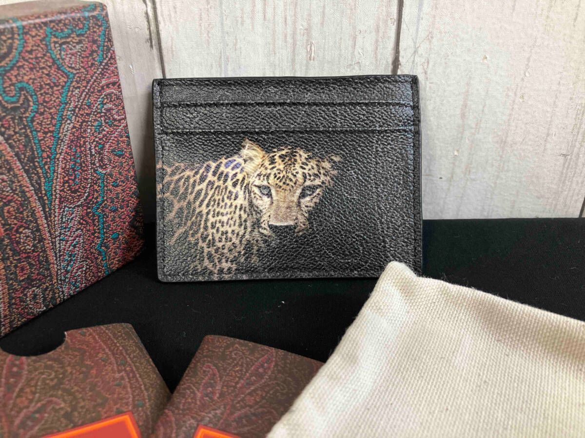 ETRO エトロ カードケース 名称入れ 豹 ブラック