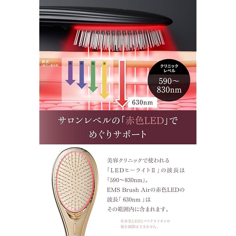 ひるおび にて紹介 wavewave ems ヘアブラシ イオンケア 赤色LED サラサラ 髪 髪の毛 クッションブラシ くし 女性 レディース 妻 彼女 母 プレゼント ピンクゴールド