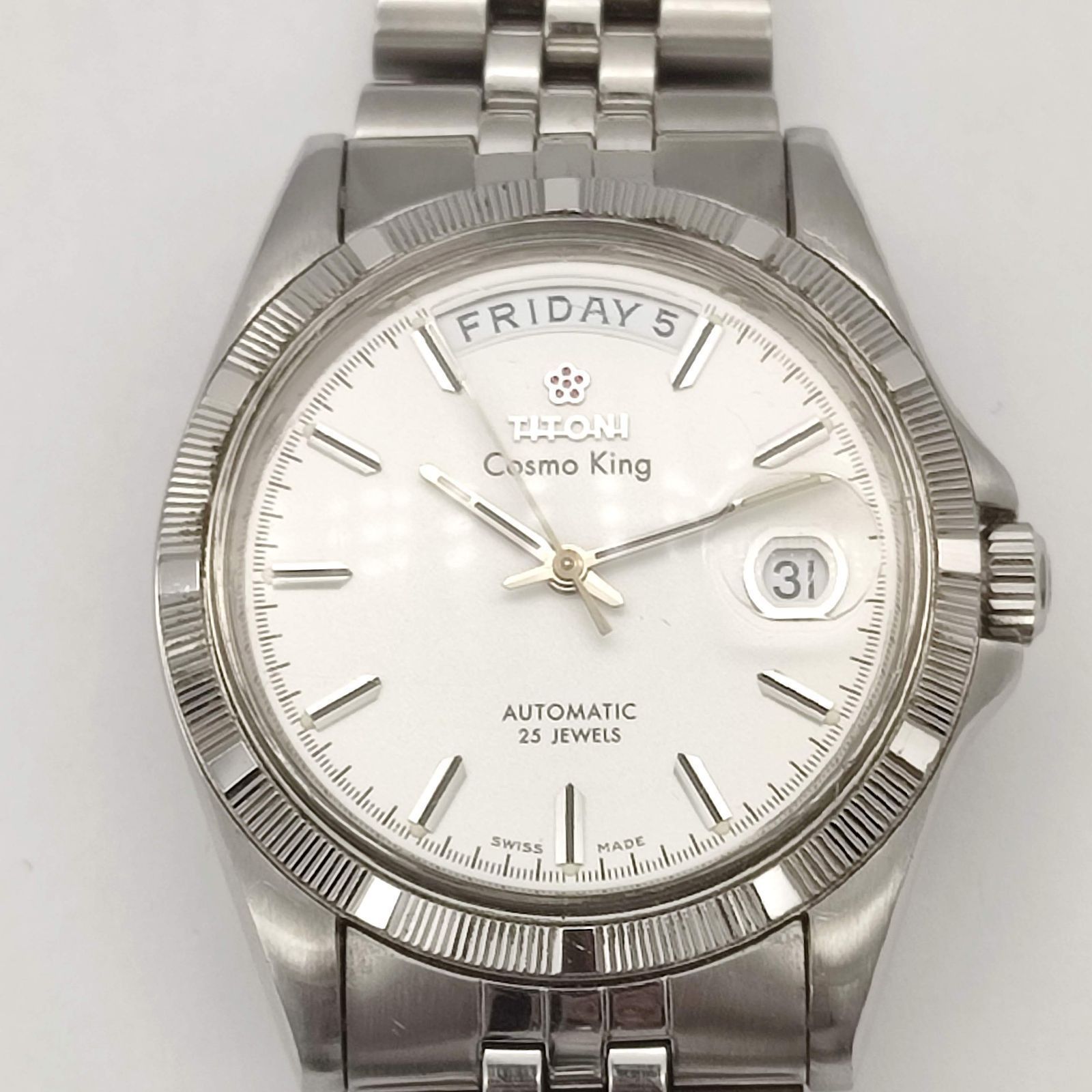 美品】TITONI チトニ Cosmo King コスモキング 647 デイデイト 自動  