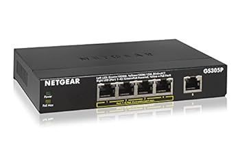 【中古】(非常に良い)【メーカ生産終了品】 NETGEAR 卓上型コンパクト アンマネージスイッチングハブ GS305P ギガビット 5ポート (PoE 4ポート 55W) 静音ファンレス