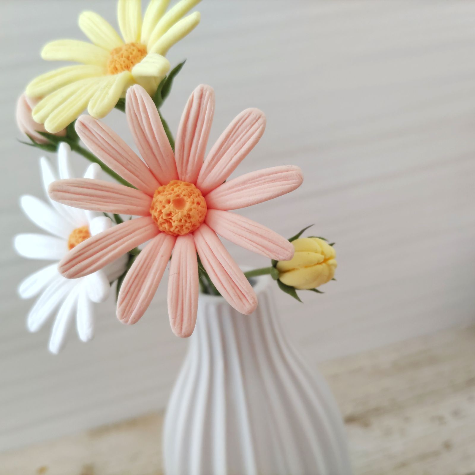 クレイフラワー　マーガレット5本セット クレイフラワー マーガレット5本セット クレイフラワー マーガレット5
