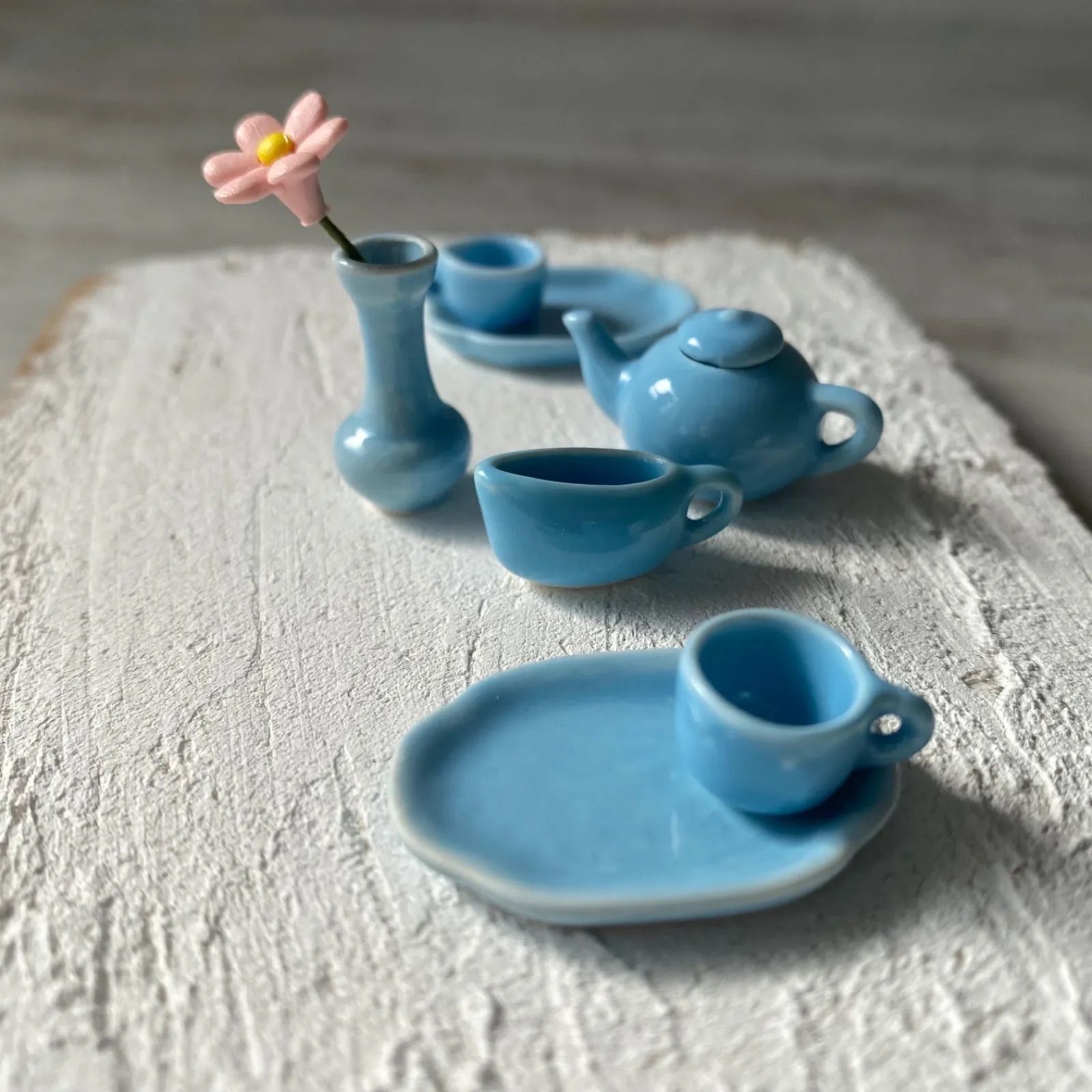 1614 ミニチュア食器 空色8点セット ミニチュア ミニチュアマグ 陶器