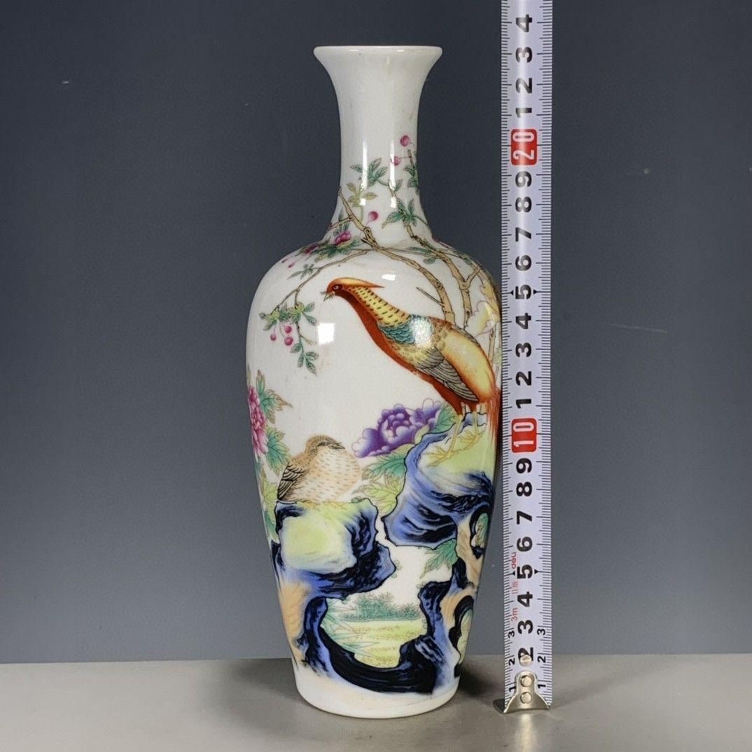粉彩花鳥富貴吉祥花瓶 景徳鎮 陶磁器 装飾品 現代工芸品 美術品