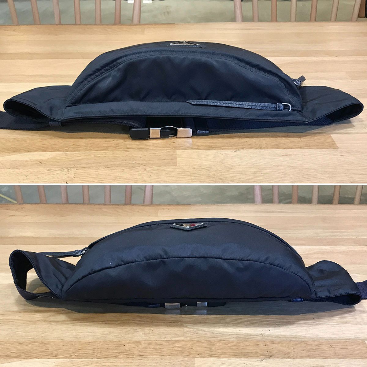 PRADA ボディバッグ ネイビー 良品】プラダ ナイロン ボディバッグ ウエストバッグ ネイビー