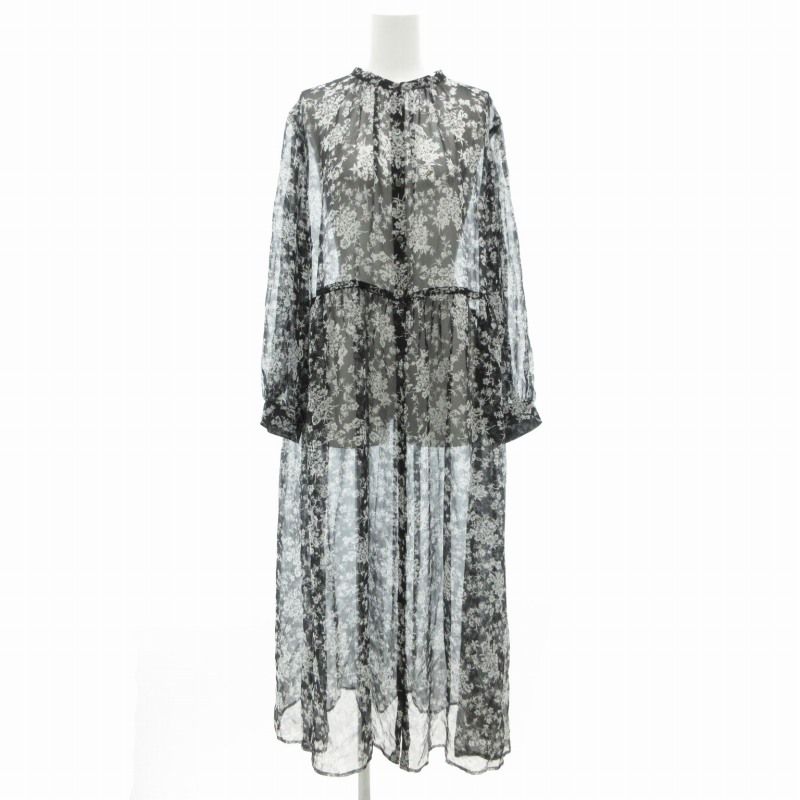 新品】ヌキテパ☆コットンボイルティアードロングワンピース☆ネイビー