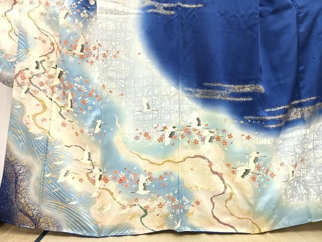 (あ698)豪華アンティーク振袖㊗️輝く立涌にカラフルな青海波 向い鶴✨③点セット あ698)豪華アンティーク振袖㊗️輝く立涌にカラフルな青海波