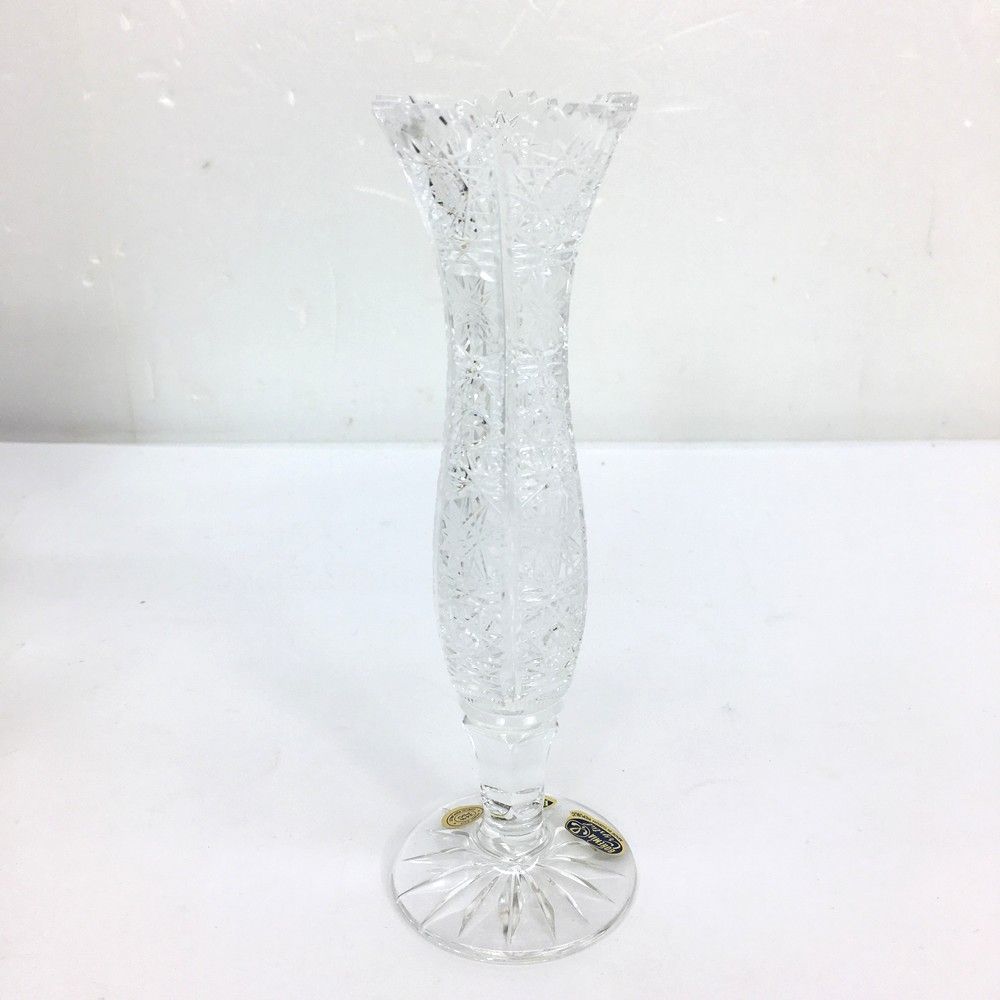 未使用品 ボヘミア BOHEMIA 437/500/7 一輪挿し 花瓶 クリスタル 18cm