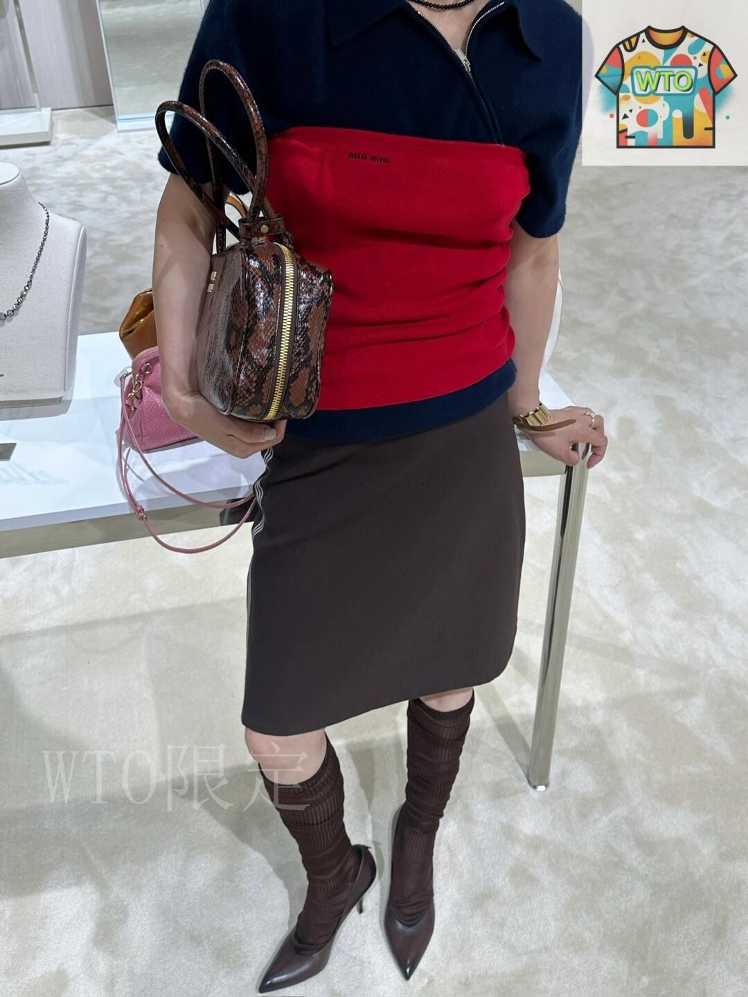 今日 Miu Miu アカデミック風ハイウエストスカート GULLKHAN_COM