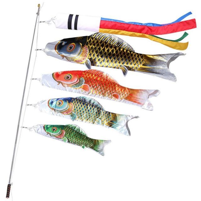 送料込み！！！高級鯉のぼり大幅値下げ！ 鯉のぼり こいのぼり 金箔 ミニ 鯉4匹 2m伸縮スタンド付 吹流し