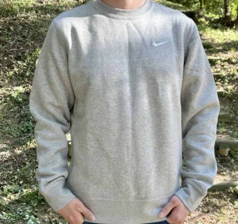 【雷市場（ポンジャン）商品韓国直送】 新品 Nike(ナイキ） 裏起毛 長袖Tシャツ グレー （ M ）