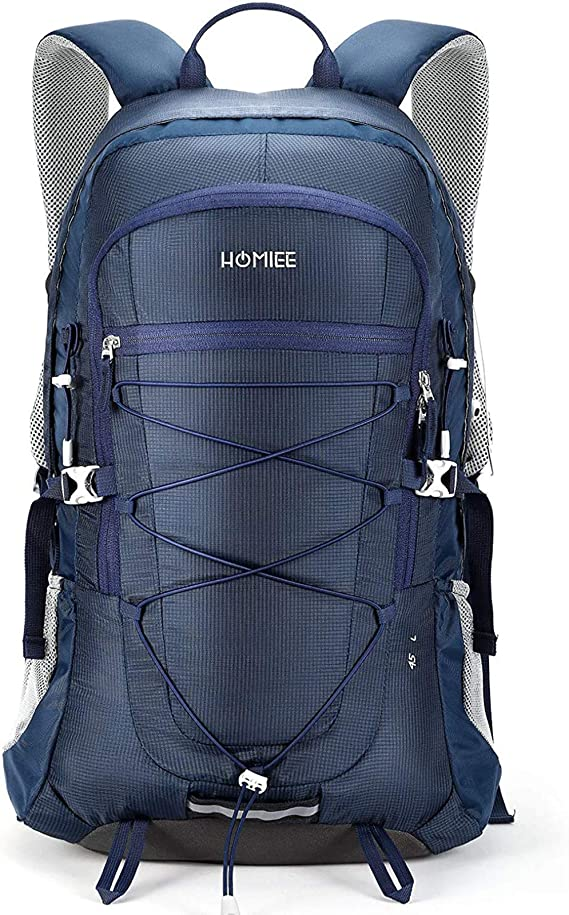 ブルー [HOMIEE] 登山 リュック ザック 45L 大容量 YKKファスナー 軽量