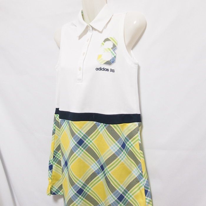 メルカリshops 古着 レディースm アディダス ゴルフウェア ワンピース ノースリーブ ボタン