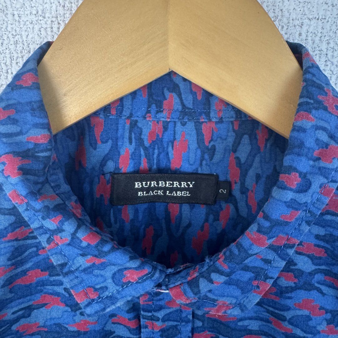 BURBERRY BLACK LABEL 半袖シャツ　総柄　サイズ2 BURBERRY BLACK LABEL バーバリーブラックレーベル シャツ 半袖