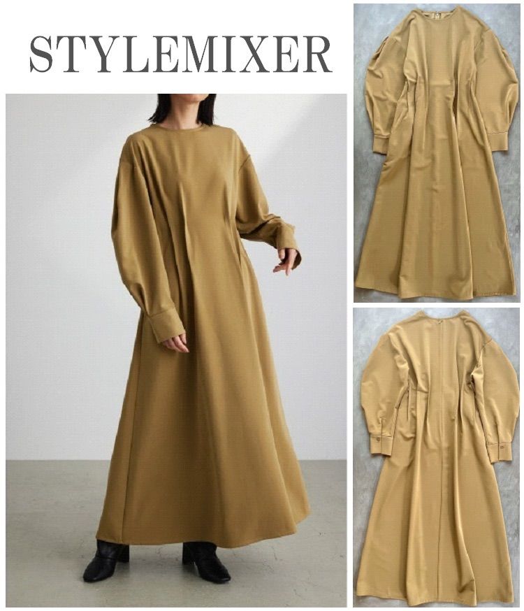 未使用タグ付　スタイルミキサー　タックデザインフレアワンピース　ロングワンピース STYLEMIXER（スタイルミキサー）の「タックデザインフレア