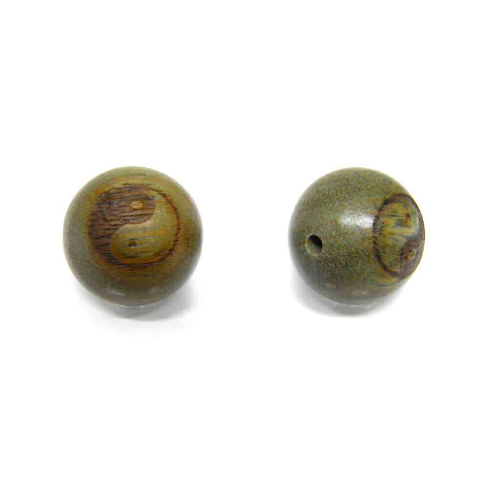 檀香樹 彫刻玉 陰陽 太極図 「約12mm」 1粒売り 天然木