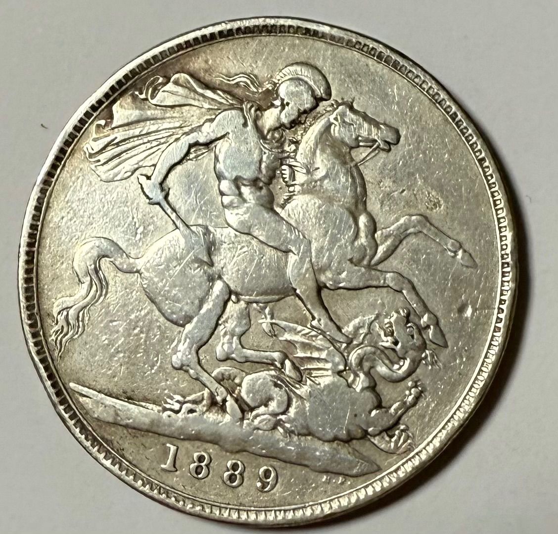 1889 イギリス クラウン銀貨 ヴィクトリア女王 大型銀貨