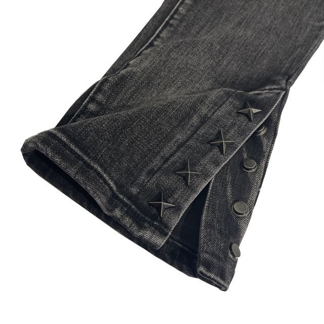 【送料無料】mnml M588 SNAP スキニー デニム パンツ フレアカット ブーツカット ウォッシュドブラック 黒 SLIM DENIM PANTS Washed Black ミニマル