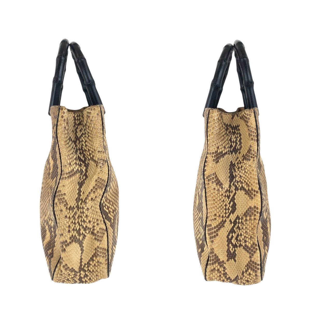 美品 GUCCI グッチ バンブー ブラウン シルバー金具 パイソン 002 1061  