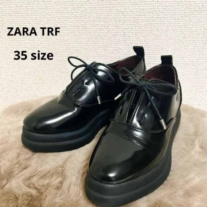 ZARA 39 ローファー　レースアップシューズ ZARA トラックソール付きブルチャー 厚底レースアップシューズ