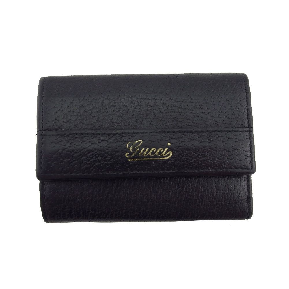 グッチ GUCCI キーケース GG柄 ブラック×ゴールド レディース
