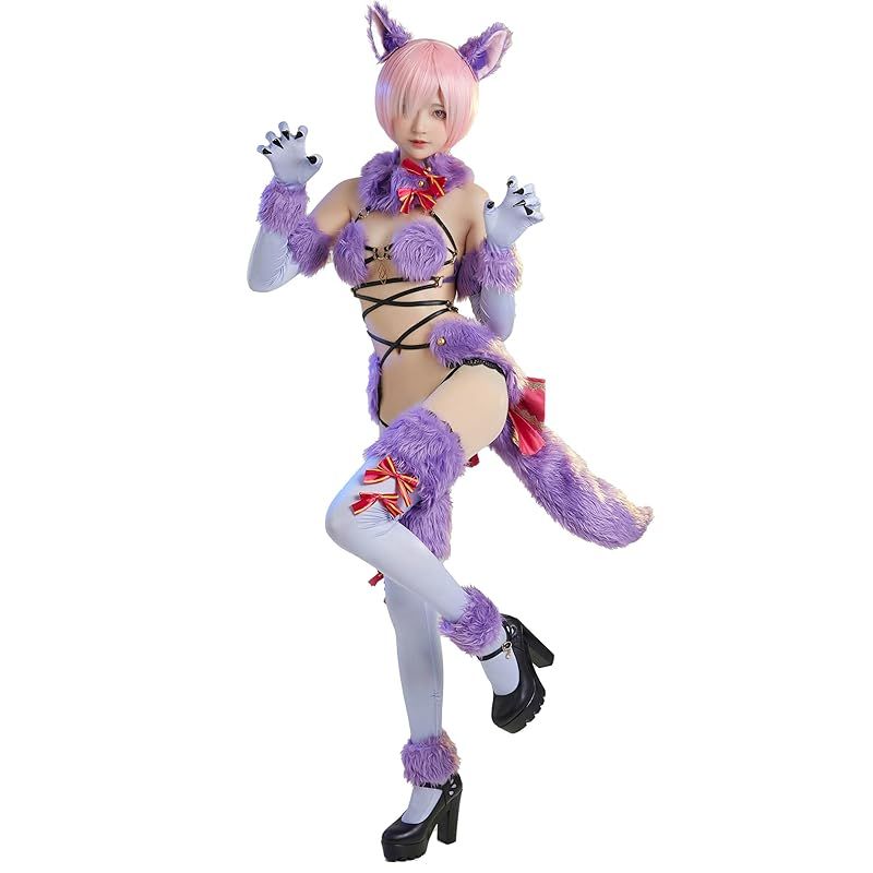 在庫 Miccostumes レディース 大人 アニメ セクシー かわいい キュート ねこ 猫 ぎつね フォックス コスチューム コスプレ コス 少女 衣装セット ランジェリー 萌え 仮装 変身 変装 S M 1