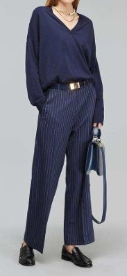 SEMICOUTURE 25ss Stripe Slacks Pants セミクチュール ストライプ スラックス パンツ ネイビー ERICA CAVALLINI エリカ カヴァリーニ
