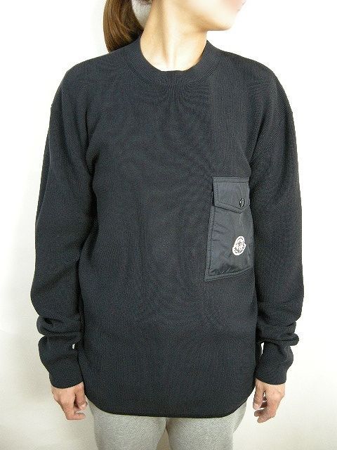 サイズS■新品本物■モンクレール ポケット付きコットンニットセーター 紺 メンズモンクレール