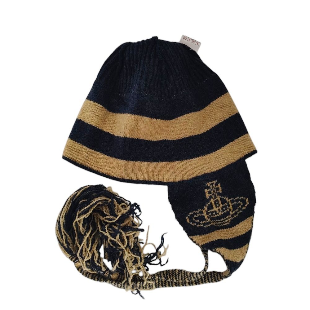 美品　Vivienne Westwood 耳あて付き ニット帽　ボーダー Vivienne Westwood ニット帽 耳当て付 ボーダー 【公式通販】