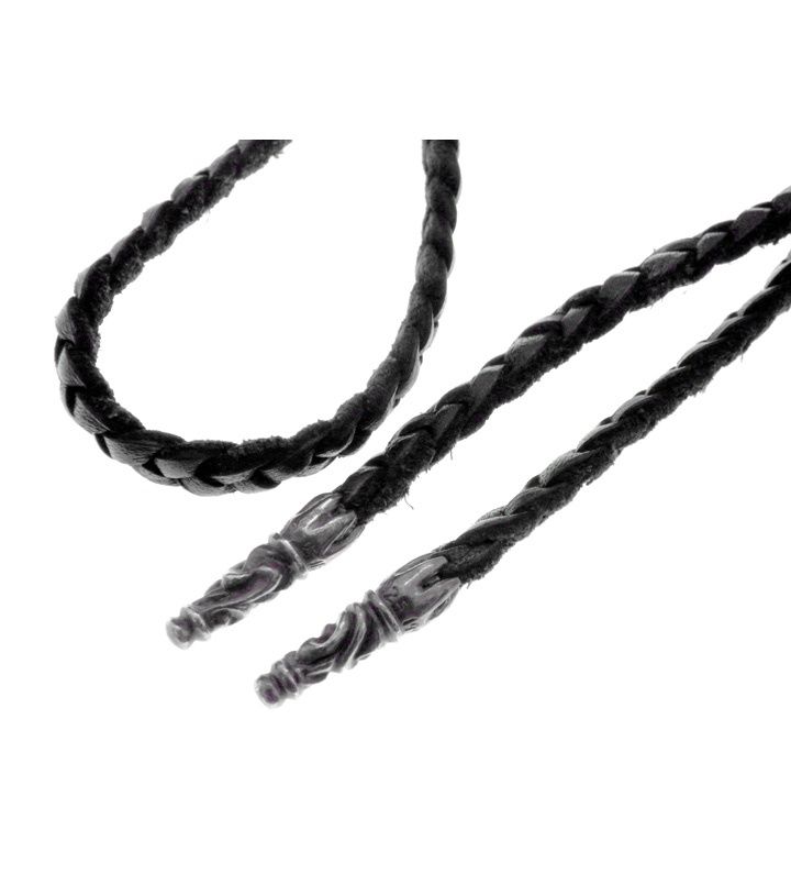 クロムハーツ CHROME HEARTS LEATHER BRAID レザー ブレード スクロールチップ ネックレス 41238