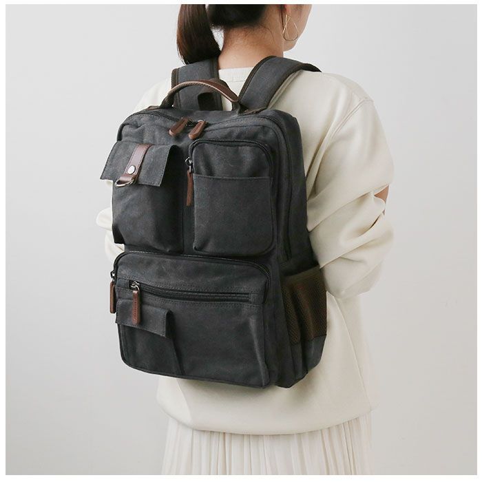 ブラック  リュック 大容量 kbag23 リュック メンズ おしゃれ キャンバス リュックサック バックパック デイパック 通学 通勤 大容量 A4 PC キャンバスバッグ 帆布 丈夫 おしゃれ シンプル カジ