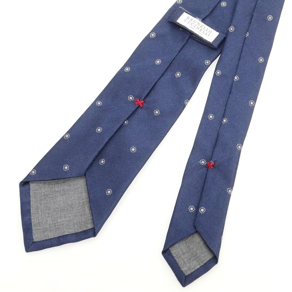  ブルネロクチネリ Brunello Cucinelli シルク 小紋柄ネクタイ ネイビー メンズ ネクタイ 小物