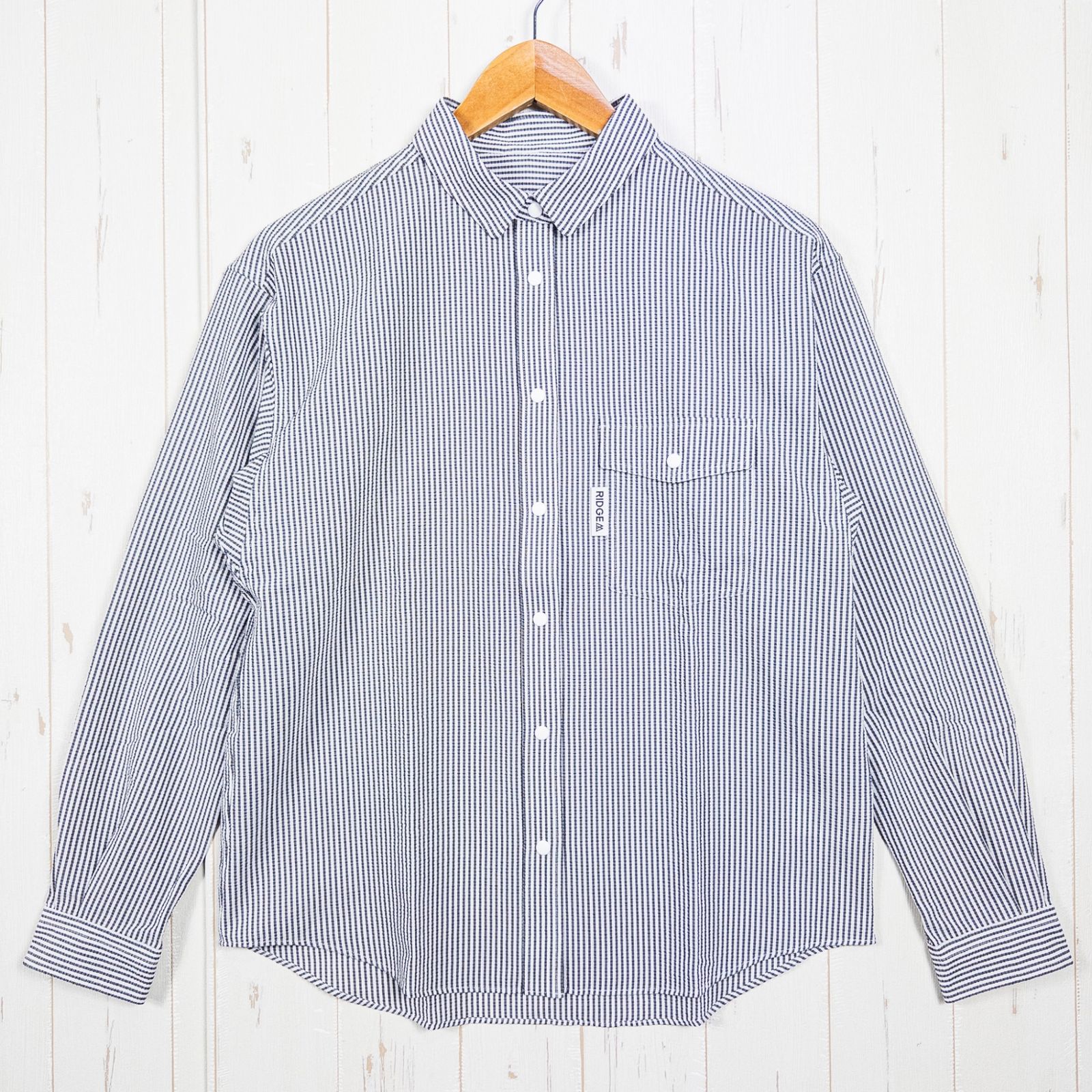 Women s S グレー系 Ridge Mountain Gear リッジマウンテンギア ベーシック ロングスリーブシャツ ストライプ Basic Long Sleeve Shirt Stripe Grey | White ポリエ