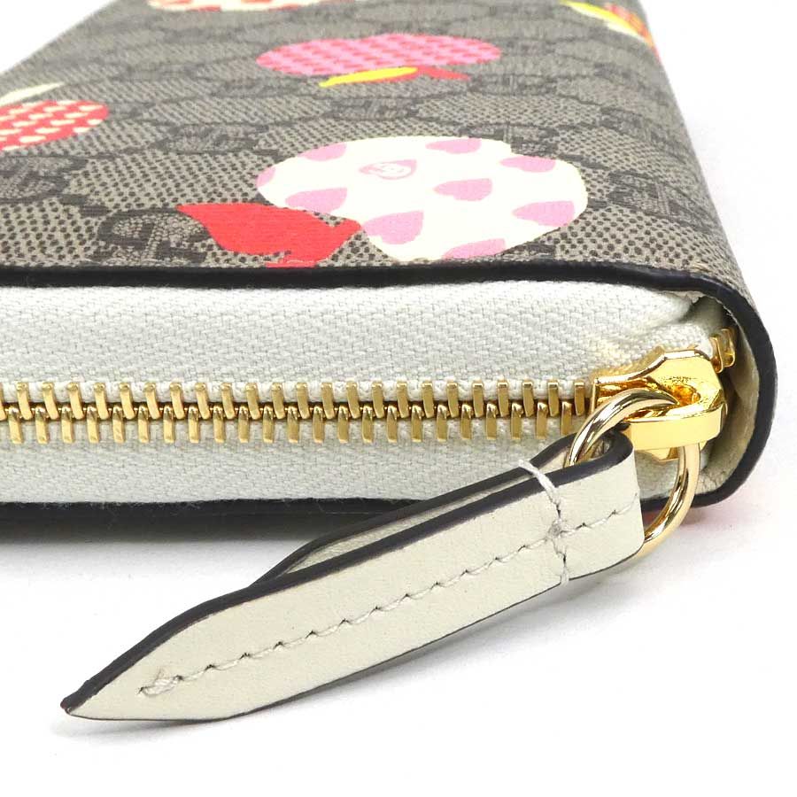 グッチ GUCCI ラウンドファスナー長財布 レ ポム アップル+ハート