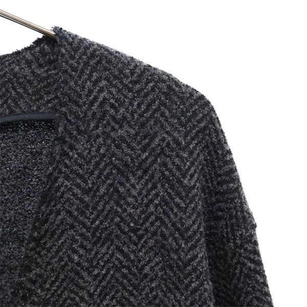 美品マカフィー ダブルノーカラーコート ロング丈 ヘリンボーン 近年モデル 36 マカフィー ヘリンボーン柄 ウールブレンド ノーカラー ダブル