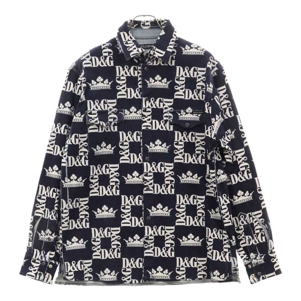 新品✨タグ付✨ドルチェ&ガッバーナ D&Gロゴ総柄 シャツ 42 大きいサイズ DOLCE & GABBANA (ドルチェアンドガッバーナ) Stretch Denim