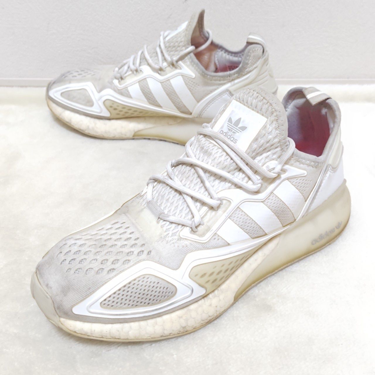 【adidas】アディダス スニーカー シューズ ZX 2K BOOST ZX 2K ブースト ブランドロゴ 厚底 シンプル カジュアル スポーツMIX 白 ホワイト メンズ サイズ26.5cm/M16094jZ